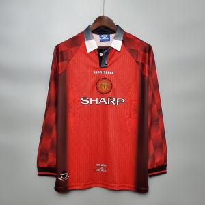 Retro Long Sleeve 1996 Manchester United home Soccer Jersey