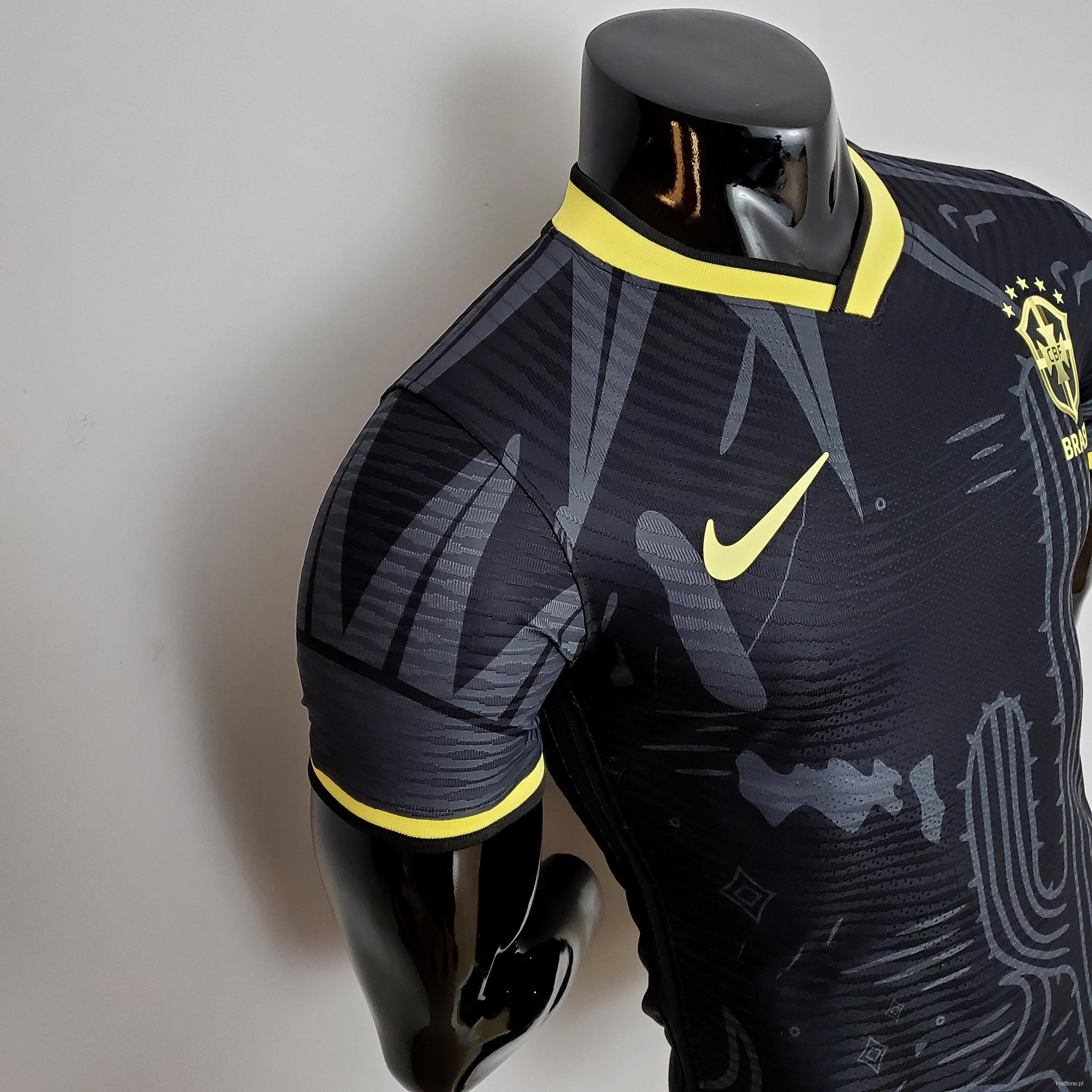 2022 player version Brazil Black Soccer Jersey