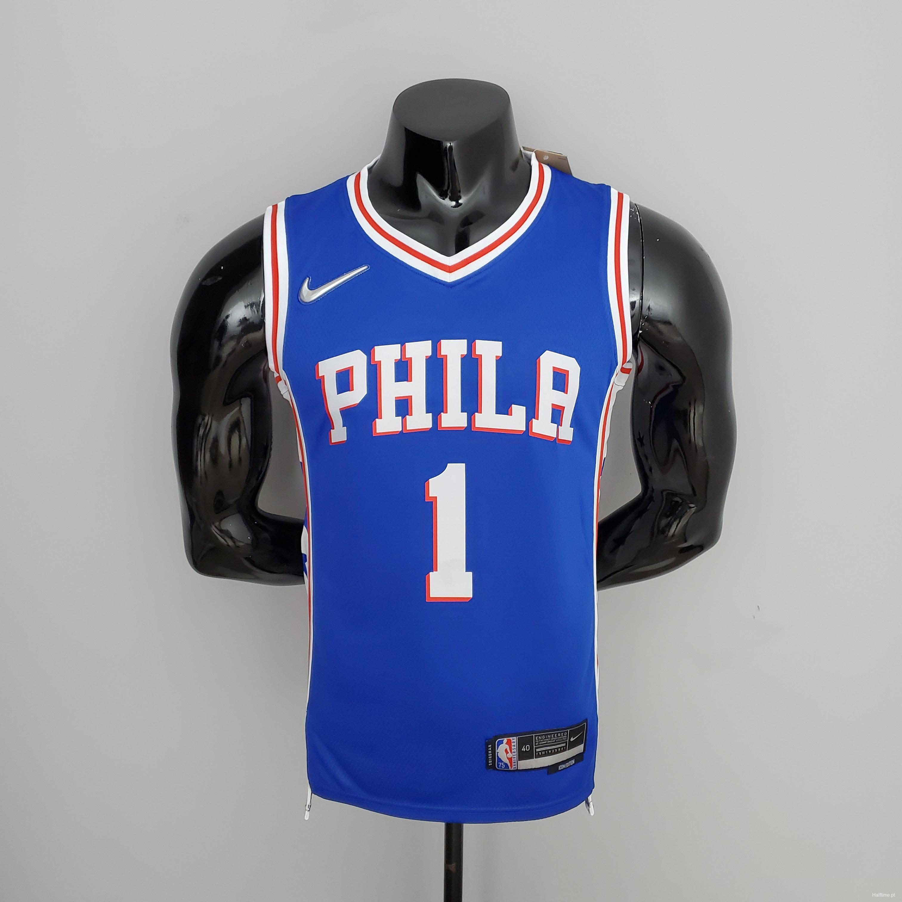 75th Anniversary Philadelphia 76ers HARDEN#1 Blue NBA Jersey