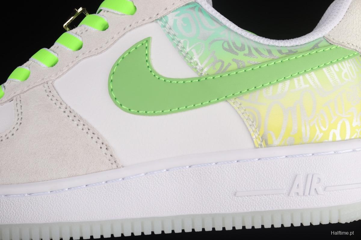 NIKE Air Force 1x 07 ESS video game 3D Apple green low-top casual board shoes DA8302-555