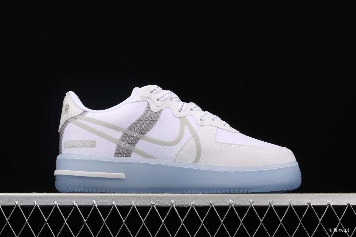 NIKE Air Force 1 React QS Light Bone Analysis of Ice Blue low Upper Board shoes CQ8879-100