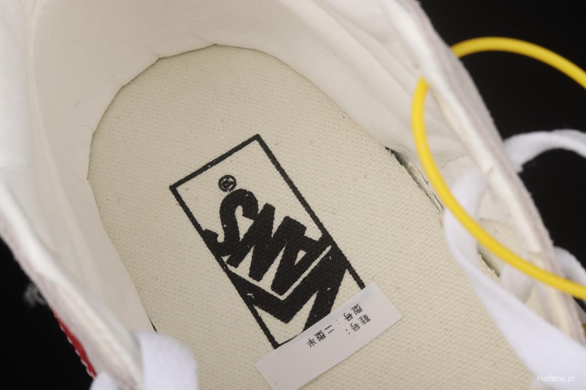 Vans Sk8-Mid Logo white full printed medium top casual board shoes VN0A3WKT9M8