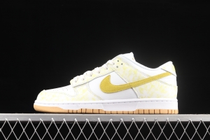 NIKE SB DUNK Low Prm yellow and white color SB buckle rebound fashion leisure board shoes DM9467-700