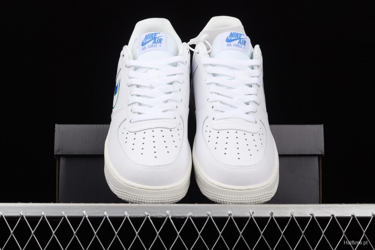 NIKE Air Force 1 Low Multi Swoosh all-white colorful low-top casual board shoes DM9096-101