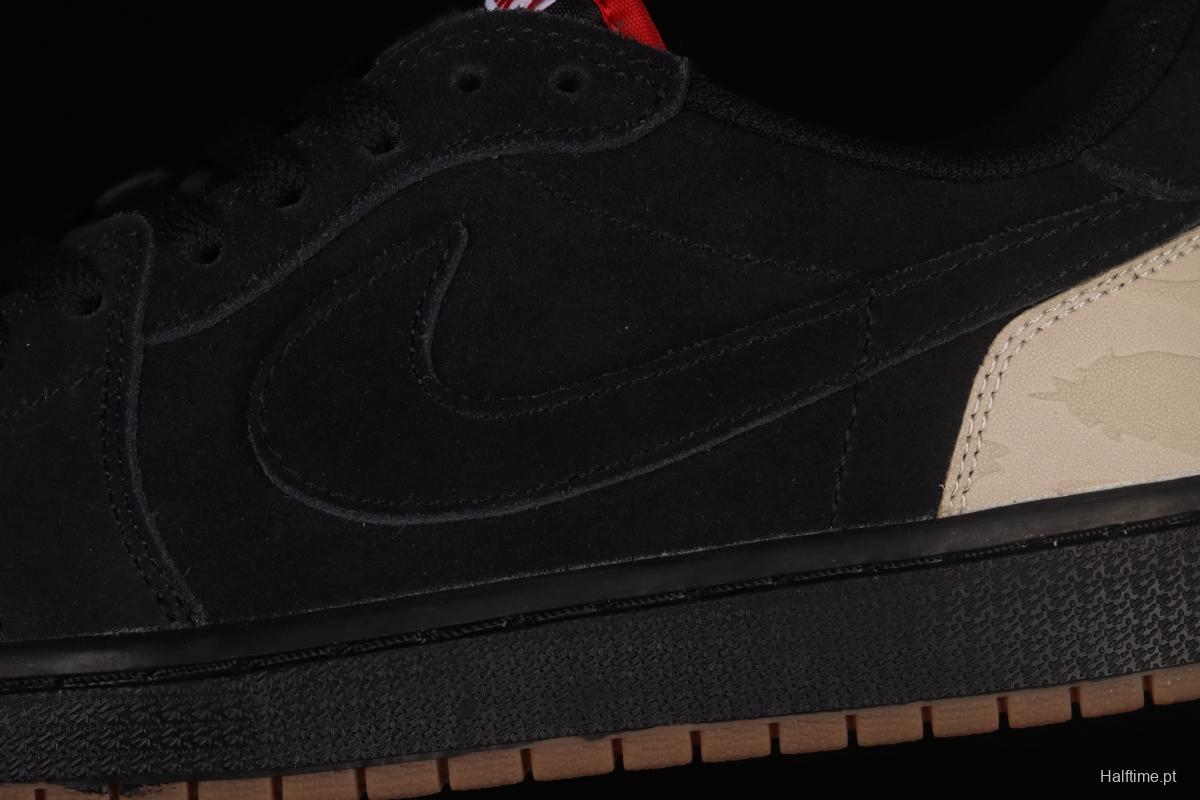 Air Jordan 1 Low Carnivore predator theme black and red low-side cultural board shoes DN3400-001