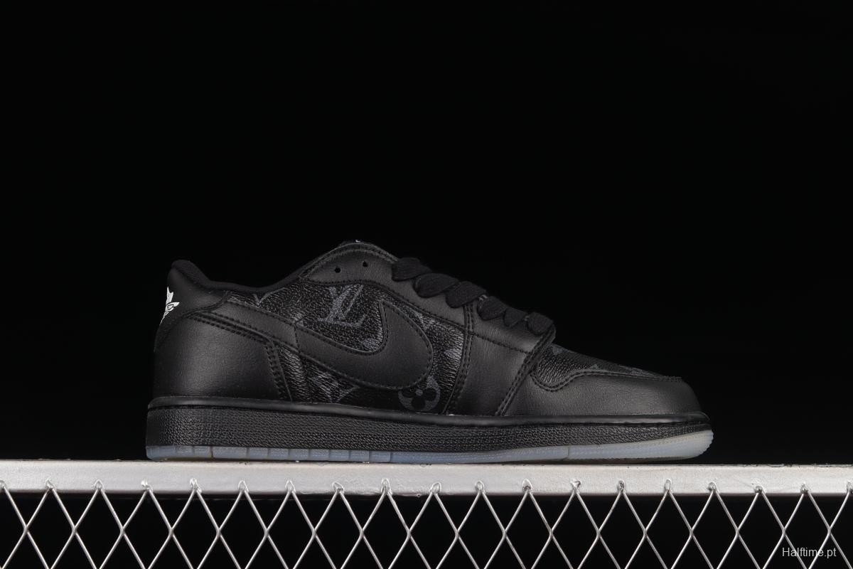 LV x Air Jordan 1 custom low-top retro culture basketball shoes CQ4277-003