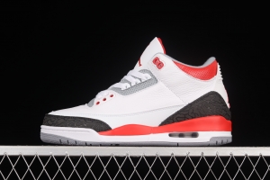 Air Jordan Retro AJ3 Joe 3 white and red manuscript burst crack sports basketball shoes 136064-120