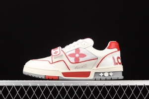 Authentic LV 2021ss early spring fashion catwalk sneakers White Red