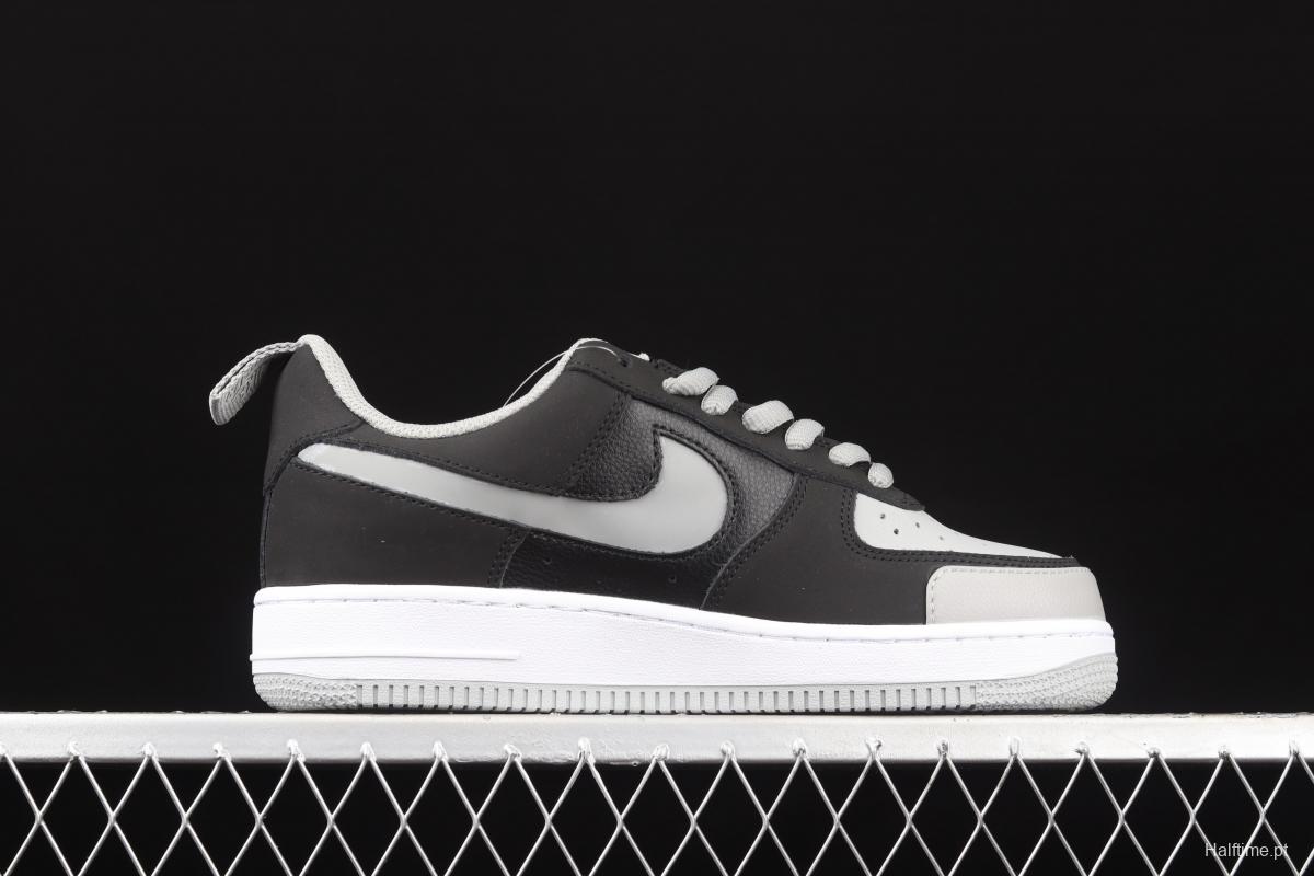 NIKE Air Force 1 Premium ShAdidasow grey Shadow Grey side Logo3M reflective low upper shoes BQ6818-009