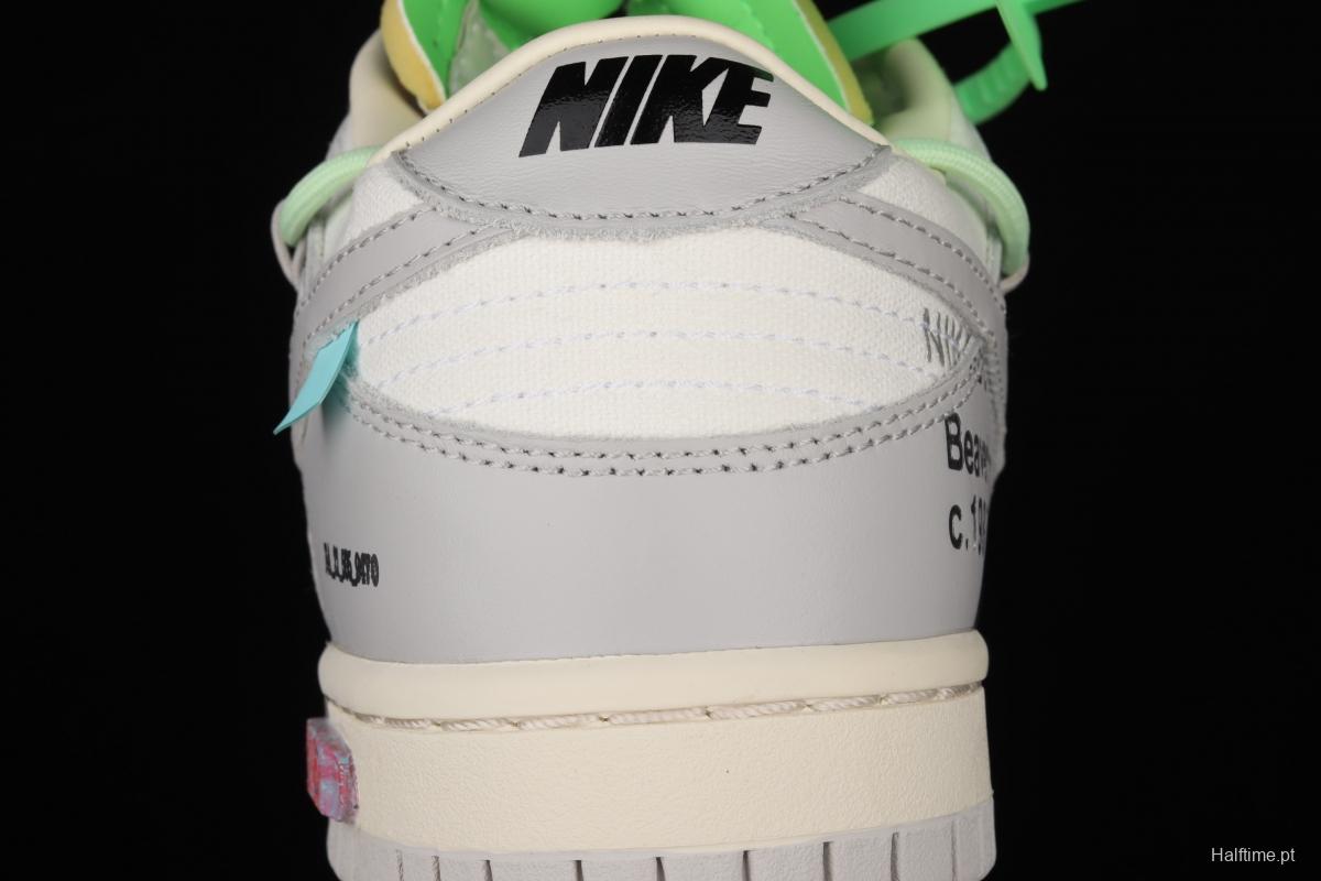 OFF-White x NIKE DUNK Low 04 of 50 OW white gray leisure sports skateboard shoes DM1602-108