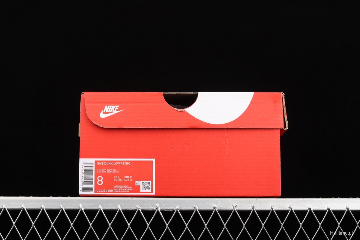 NIKE DUNK SB Low reverses white and red university red buckle rebound fashion leisure board shoes DD1391-600