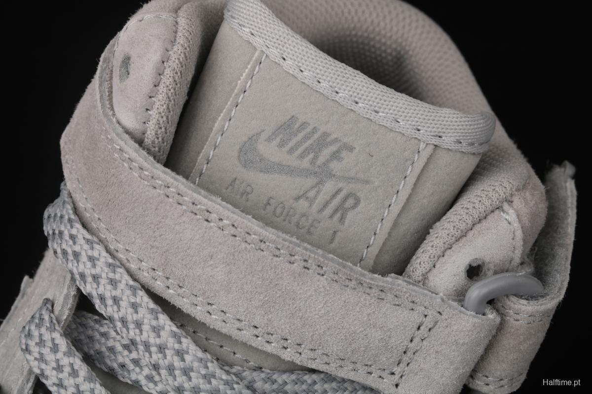 Reigning Champ x NIKE Air Force 1' 07 Mid defending champion suede gray 3M reflective sports leisure board shoes GB1119-198