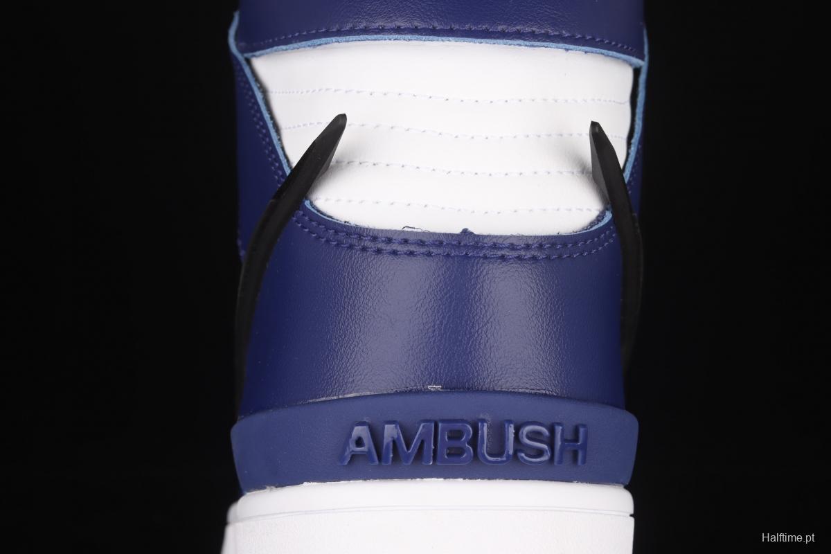 Ambush x NIKE DUNK High joint style black, blue and white high top casual board shoes CU7544-400