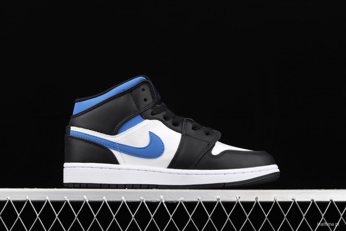 Air Jordan 1 Mid black, white and blue panda cultural basketball shoes 554725-140