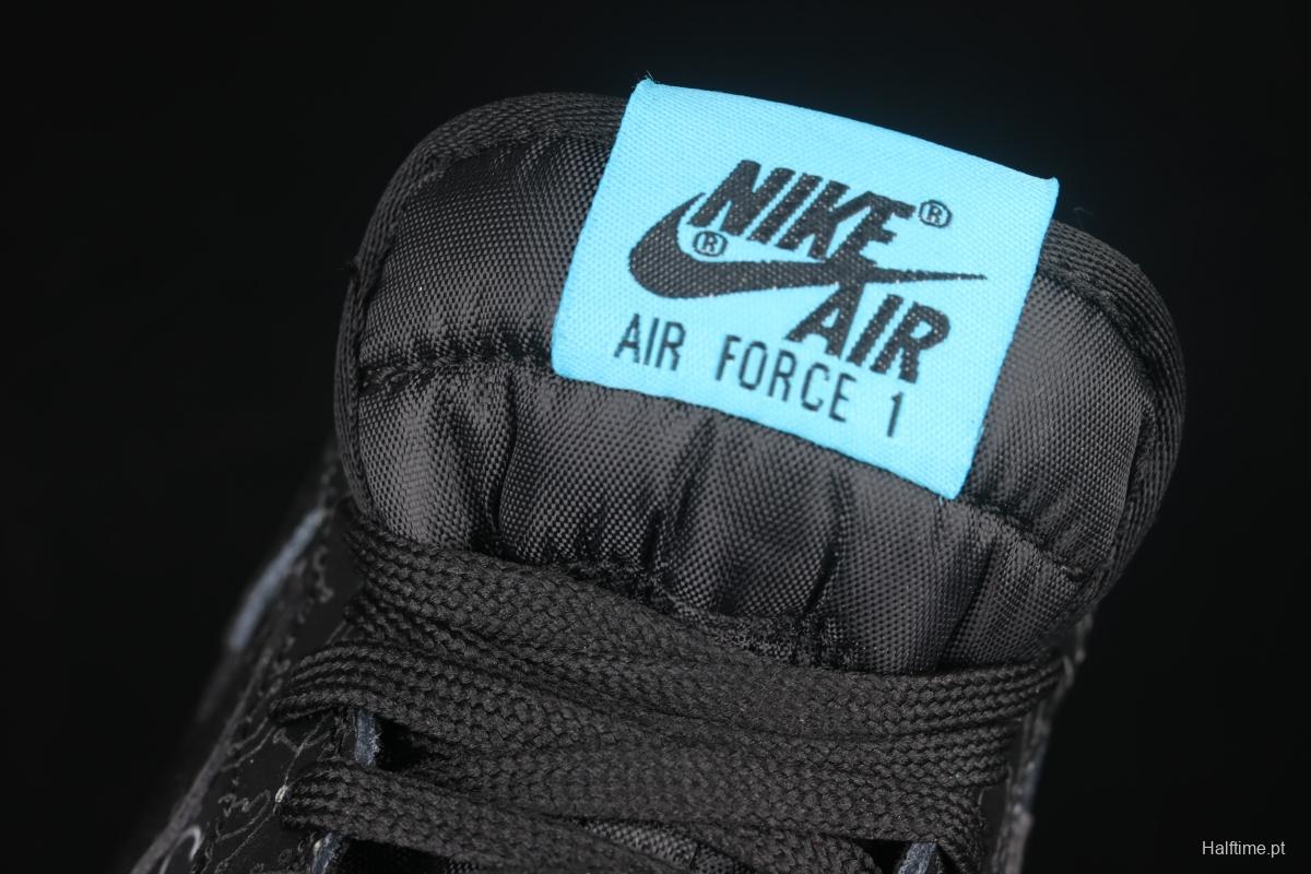 NIKE Air Force 1' 07 Low black and blue luminous low-top casual board shoes DH5354-001