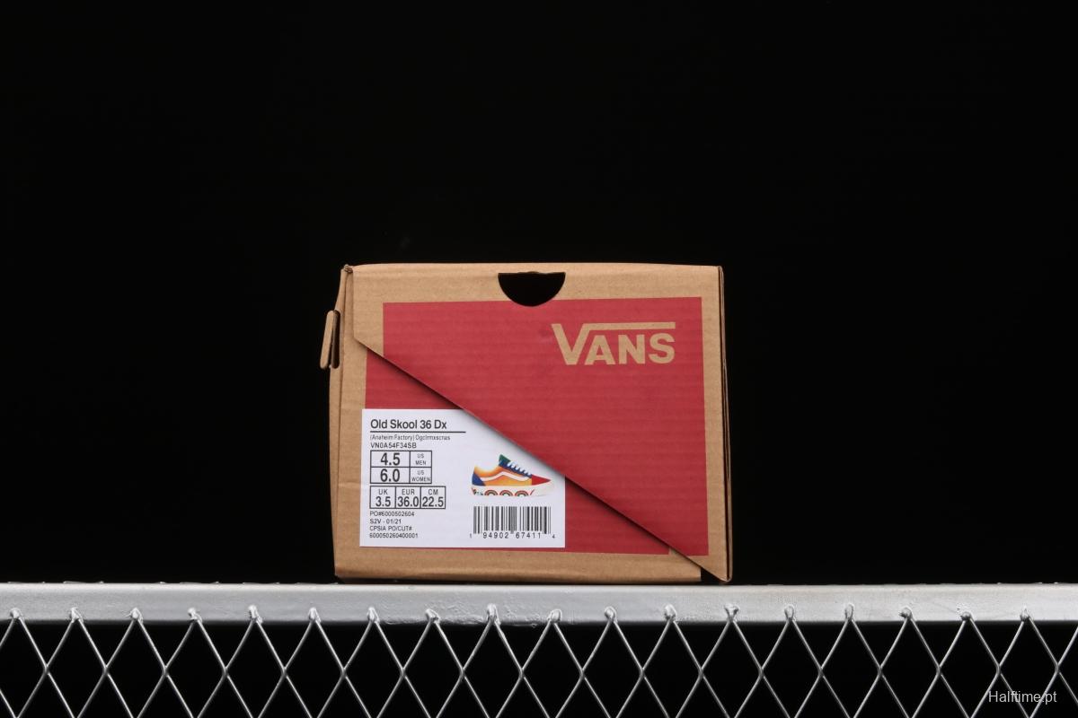 Vans Old Skool 36 limits high-end regional Anaheim color rainbow low-top casual board shoes VN0A54F34SB