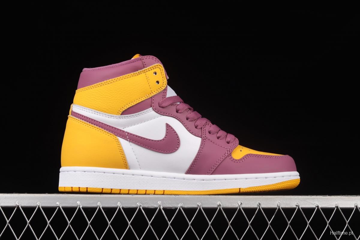 Air Jordan 1 Sail University Red white purple gold fraternity high top basketball shoes 555088-706