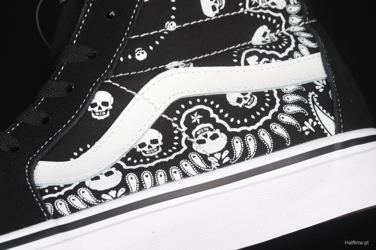 Vans Sk8-Hi skull cashew flower pattern high-top casual board shoes VN0A32QGD9S