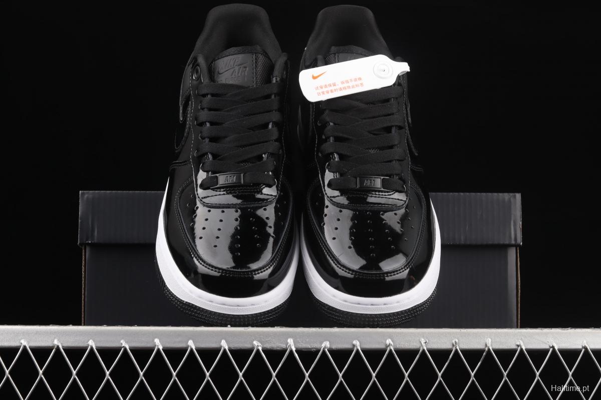 NIKE Air Force 1' 07 Low SE Prm lacquered leather black and white 3M reflective low-top casual board shoes AH6827-001