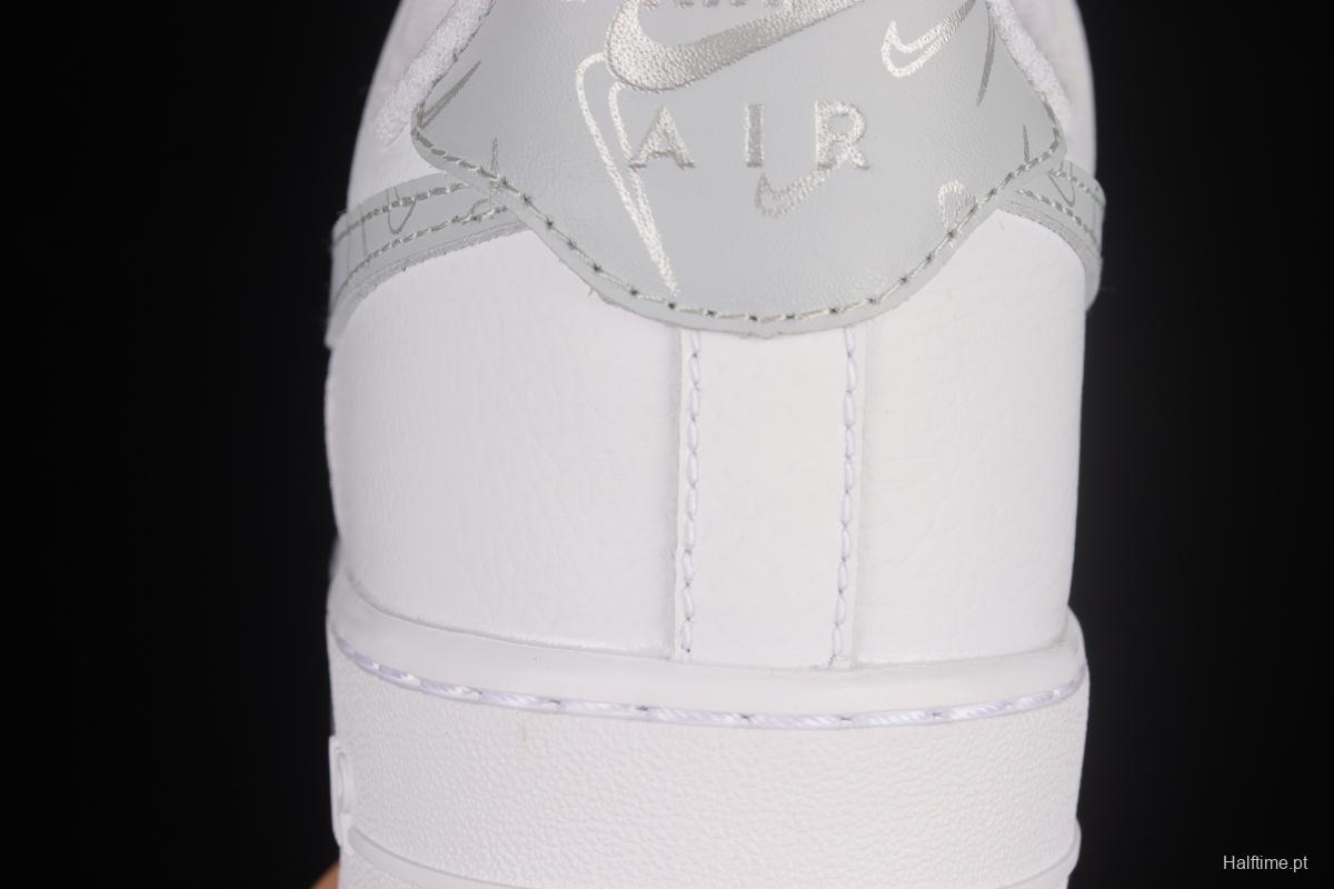 NIKE Air Force 1'07 Lx small hook white silver low-top sneakers DV2237-100