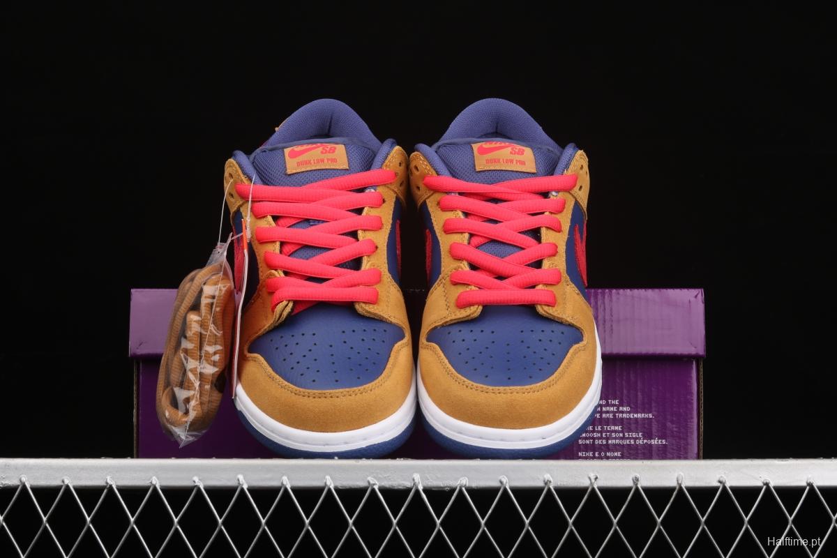 NIKE SB DUNK Low SB shredded backboard dark brown white and yellow color matching fashion leisure board shoes BQ6817-700