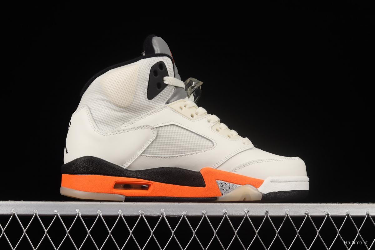 Air Jordan 5 Shattered Backboard white orange buckle shredded high top basketball shoes DC1060-100