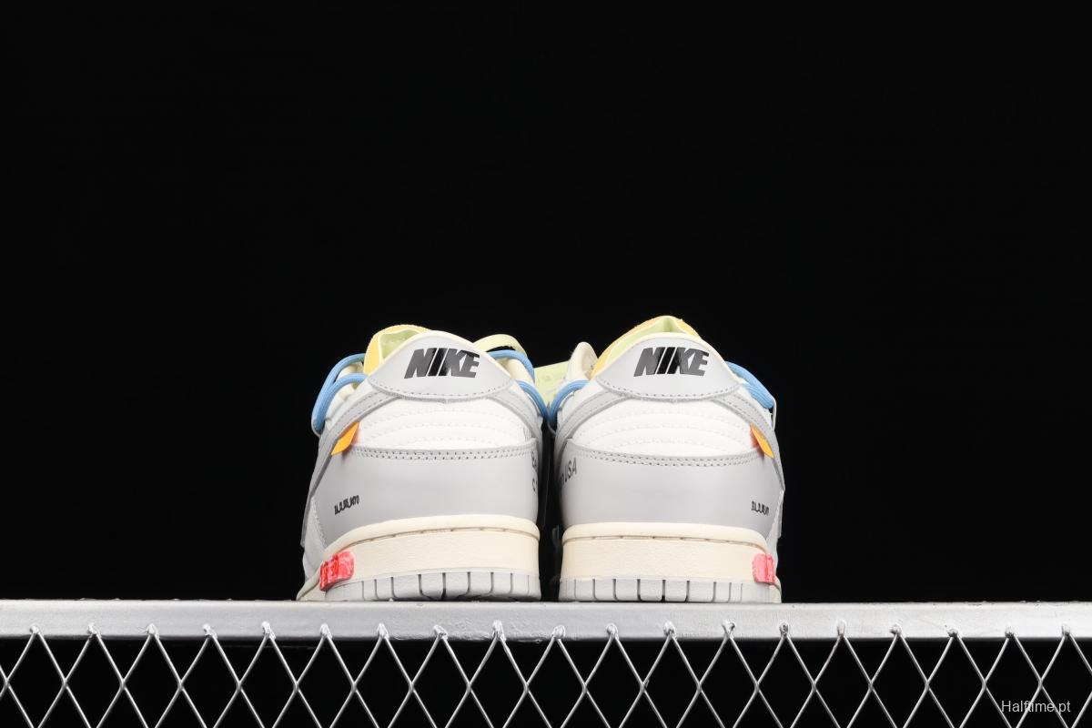 OFF-White x NIKE DUNK Low 04 of 50 OW white gray leisure sports skateboard shoes DM1602-113