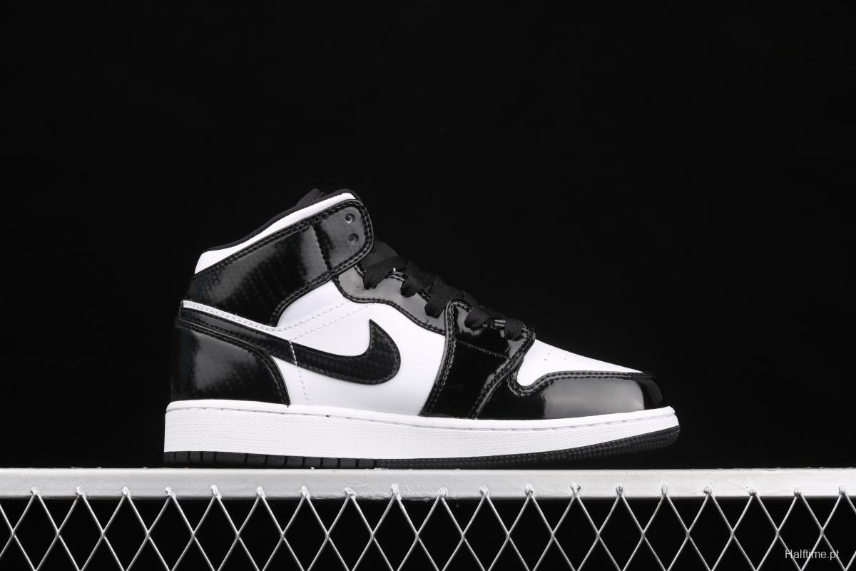 Air Jordan 1 Mid All-Star Bang all-Star black and white lacquered leather basketball shoes DD1649-001