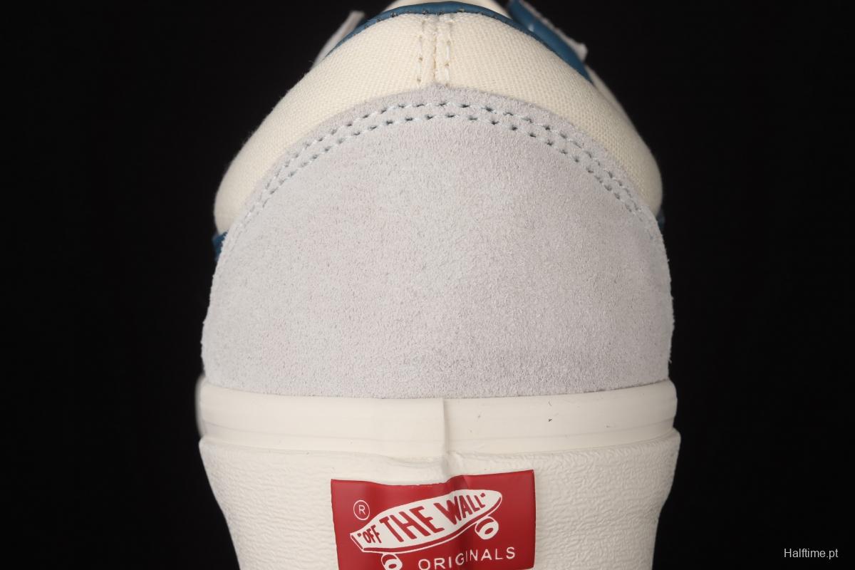 Vans Old Skool Lx white suede inner blue leather spliced canvas retro casual shoes VN0A38G1QKK