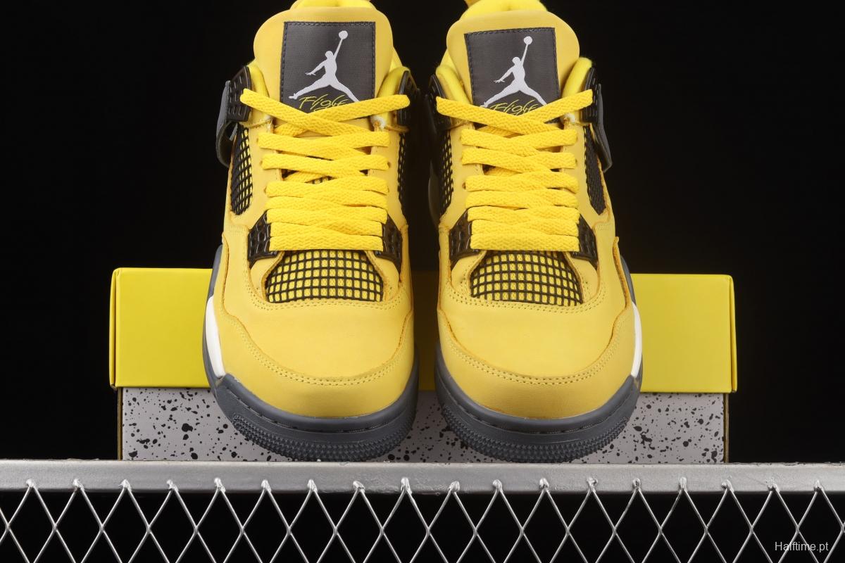 Air Jordan 4 Lightning repeated engraving of white and yellow electric masterbatch basketball shoes CT8527-700