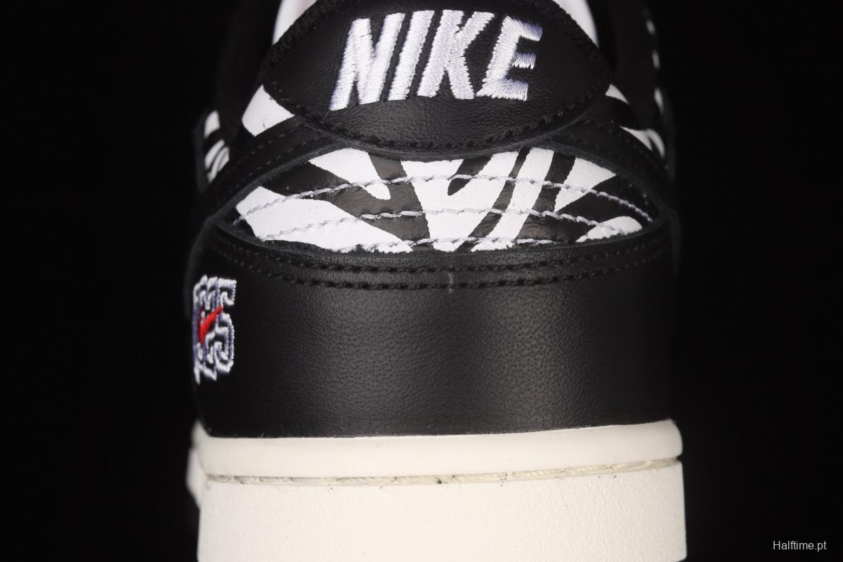 Quartersnacks x NIKE SB DUNK Zebra black and white zebra stripes joint style low-side sports and leisure board shoes DM3510-001