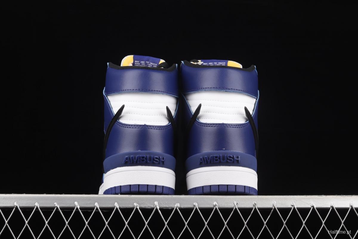 Ambush x NIKE DUNK High joint style black, blue and white high top casual board shoes CU7544-400