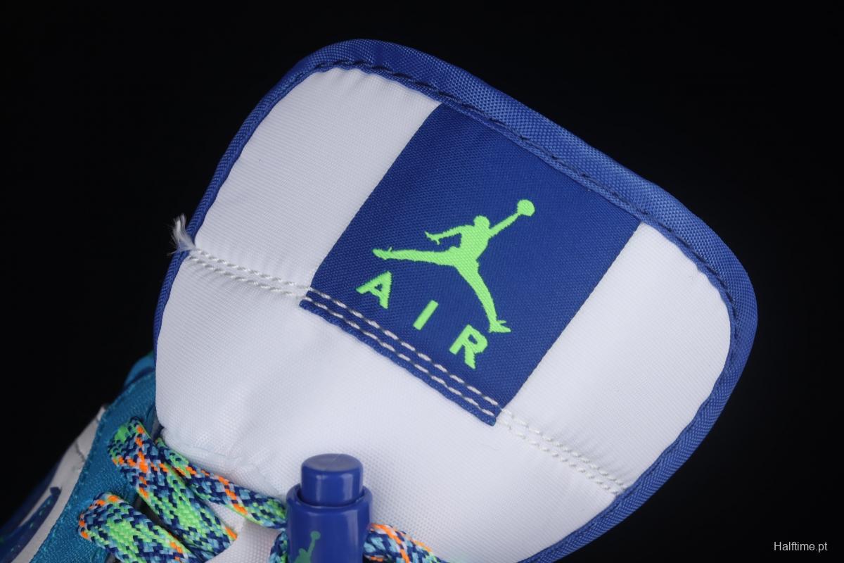 Air Jordan 1 Mid blue and green Chinese culture basketball shoes DA8010-400