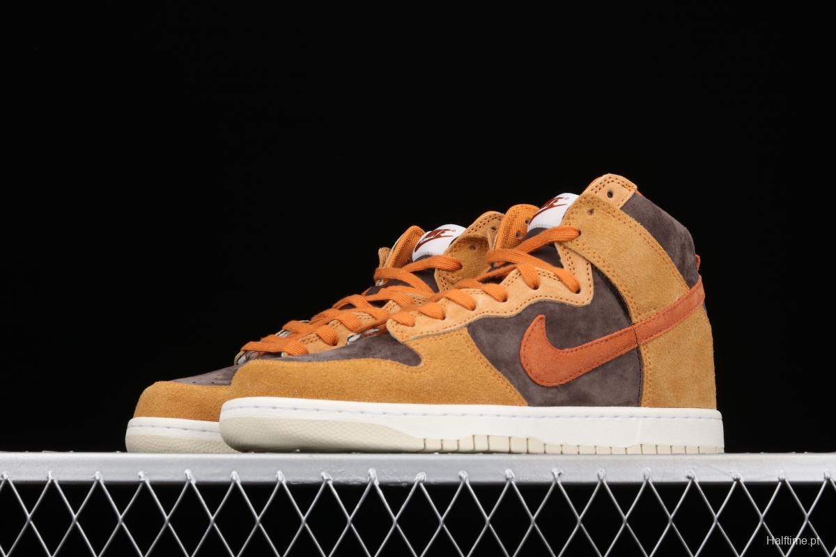 NIKE SB DUNK Hight Dark Russet dirty orange high-top leisure sports skateboard shoes DD1401-200