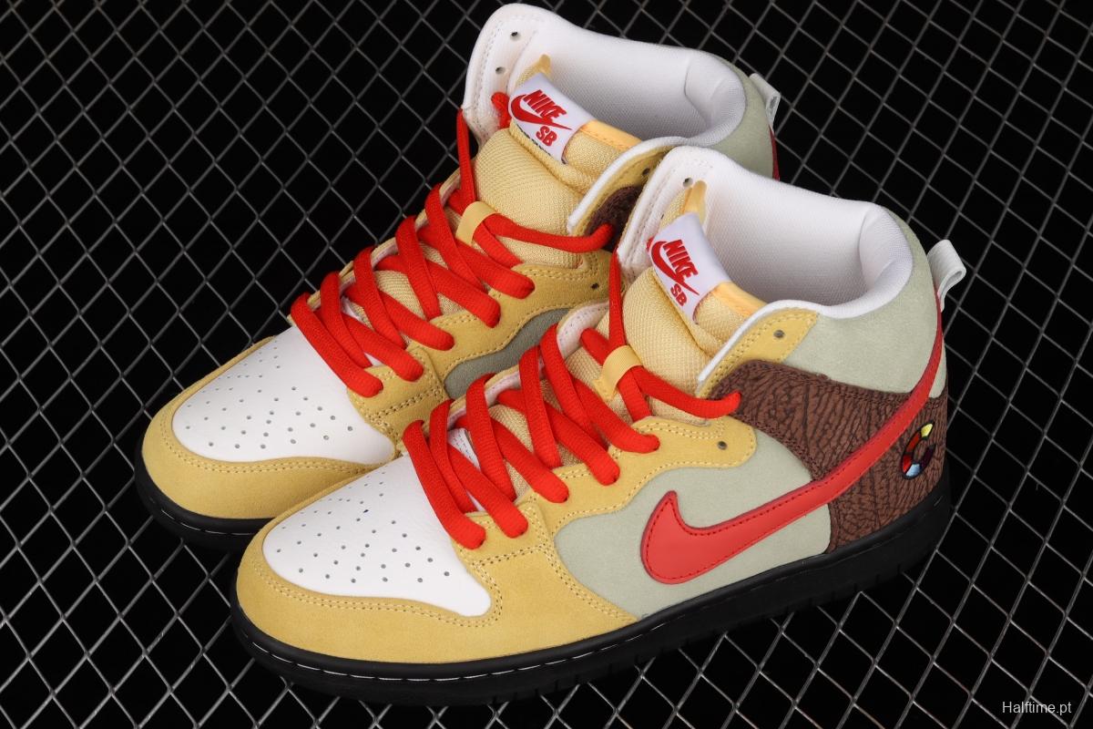 Color Skates x NIKE SB DUNK High burrito yellow brown red CZ2205-700