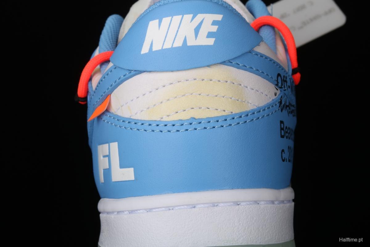 OFF-White x Futura x DUNK OW Coast joint model North Carolina blue color retro skateboard shoes DD0856-403