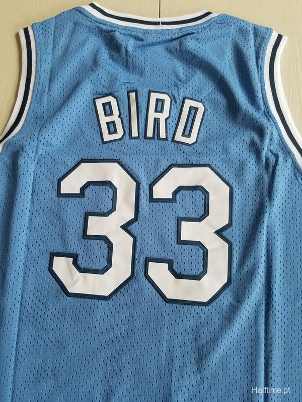 Larry Bird 33 Indiana State College Light Blue Basketball Jersey