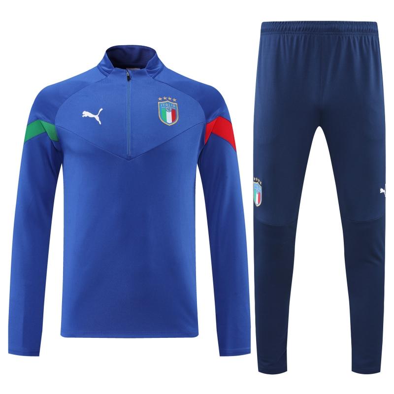 2022 Italy Blue Half Zipper Tracksuit