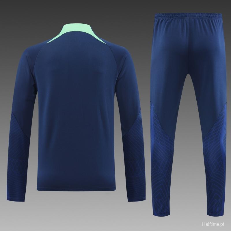 2022 Brazil Navy Half Zipper Tracksuit