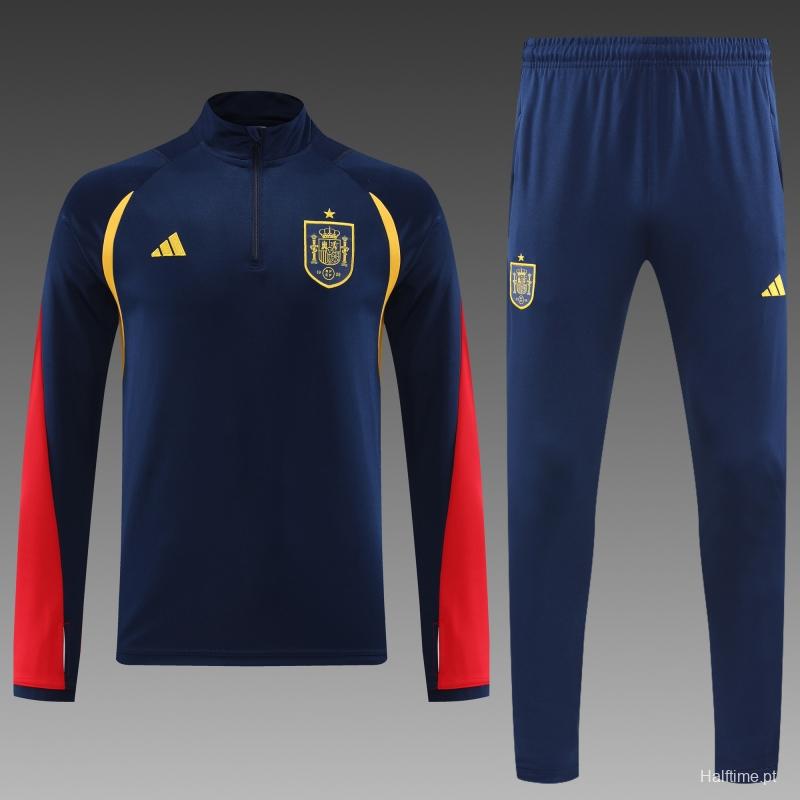 2022 Spain Navy Half Zipper Tracksuit