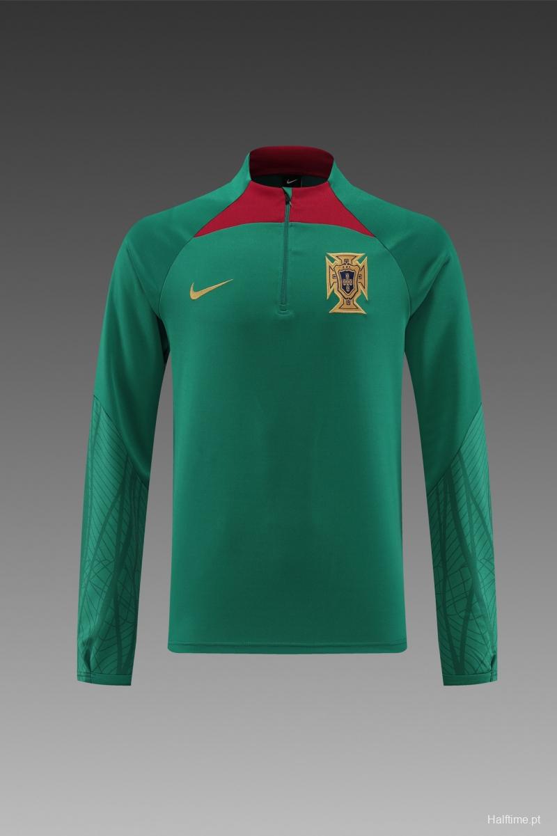 2022 Portugal Half Zipper Green Tracksuit