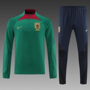 2022 Portugal Half Zipper Green Tracksuit