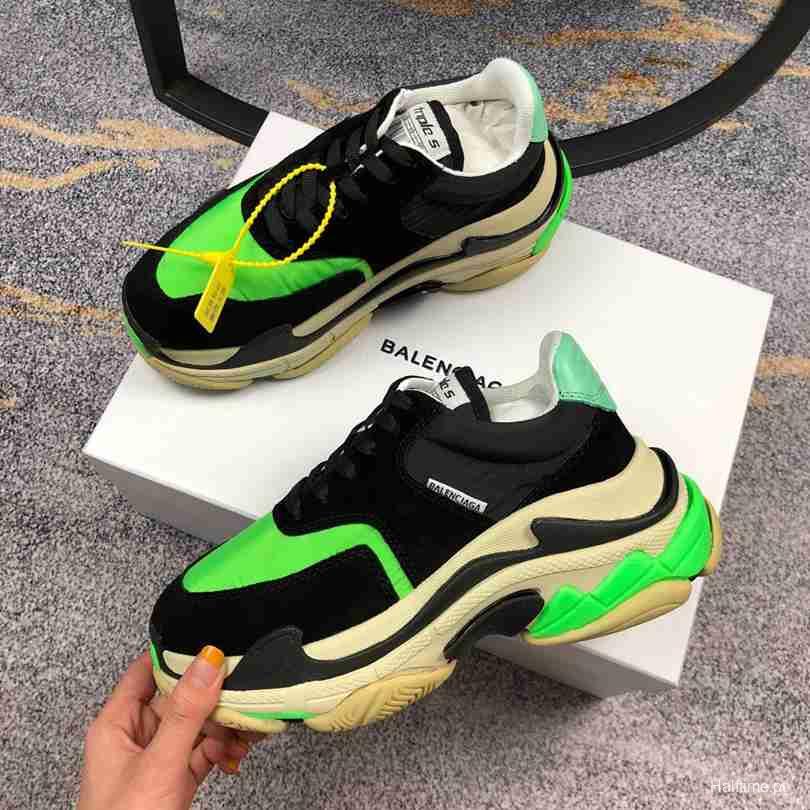 Men Balenciaga Triple-S 2 Black/Green Sneaker