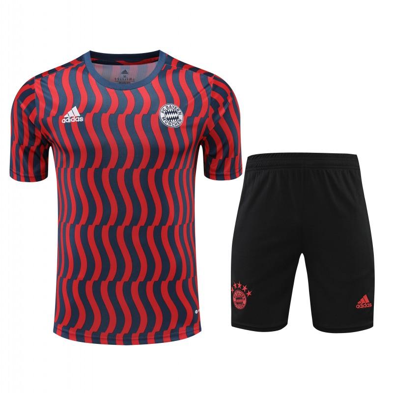 23-24 Bayern Munich Red/Blue Stripe Short Sleeve+Shorts