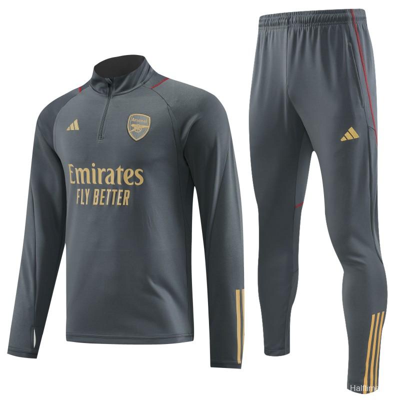 23/24 Arsenal Grey Half Zipper Jacket+Pants