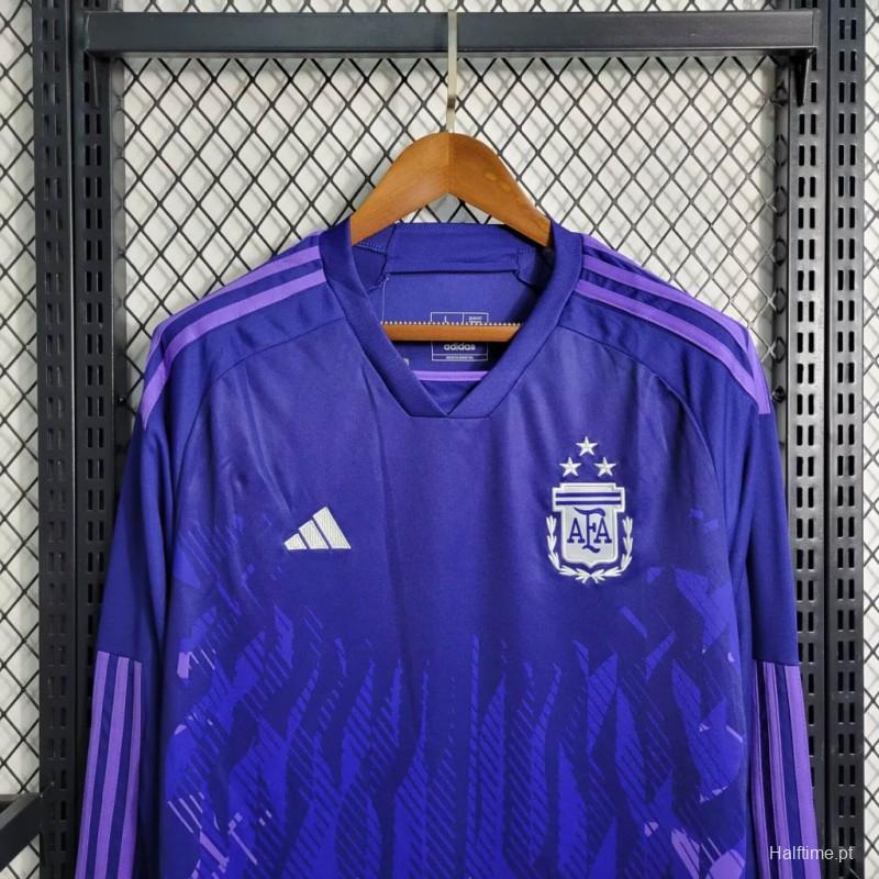 3 Stars 2022 Argentina Away Long Sleeve Jersey