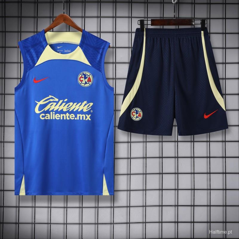 24/25 Club America Blue/Yellow Vest Jeresy+Shorts