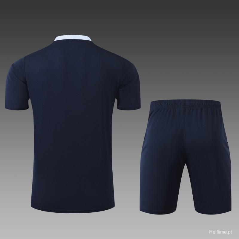 2024 France Cotton Navy Short Sleeve Jersey+Shorts