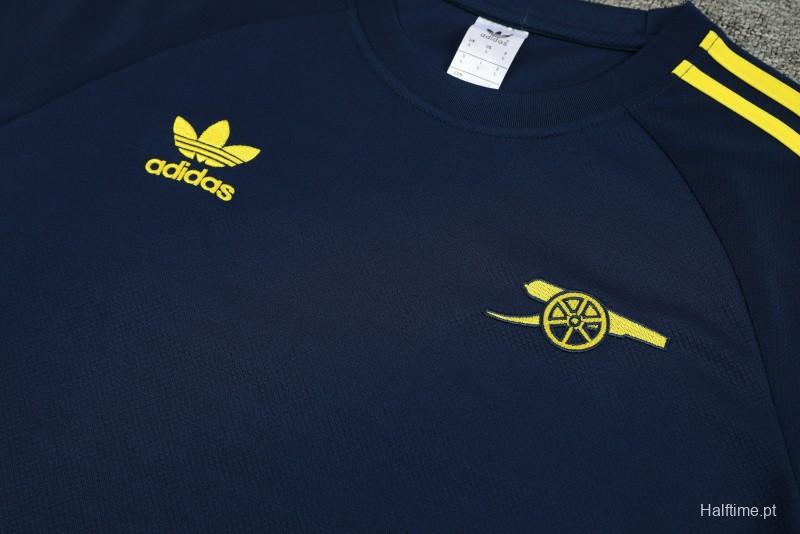 23/24 Arsenal Navy/Yellow Cotton Short Sleeve Jersey+Shorts