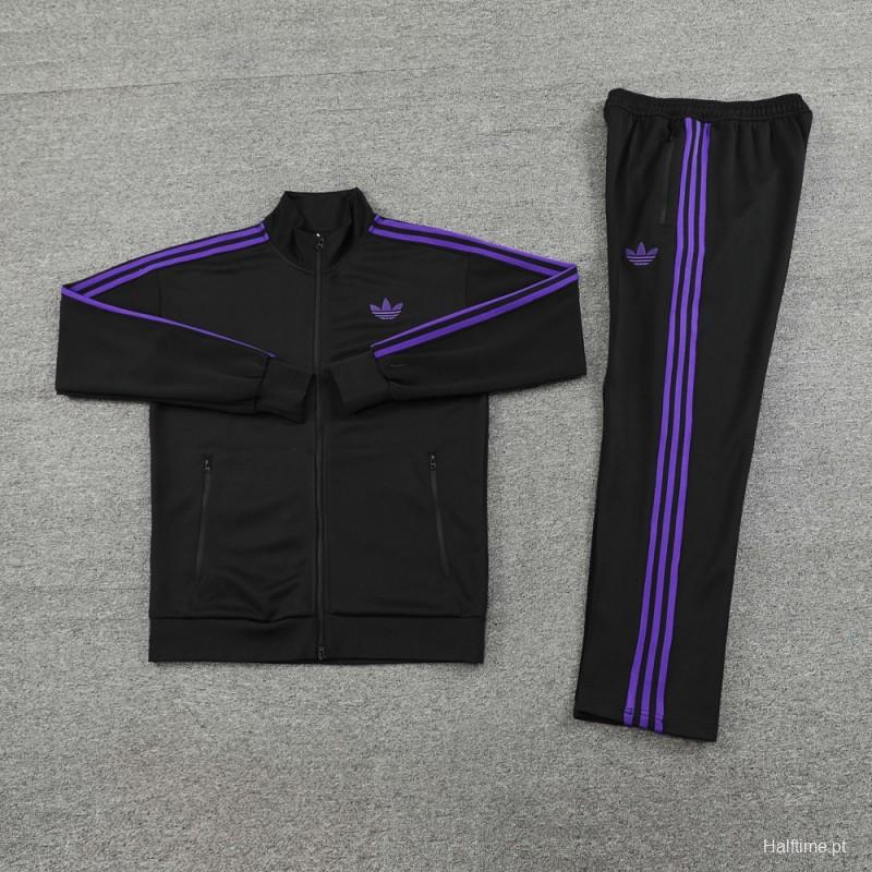 24/25 Adidas Original Black/Purple Full Zipper Jacket +Long Pants